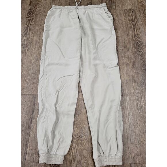 Beach Lunch Lounge Joggers Beige Medium Pull On Tencel Casual Pants Elastic Wais - Picture 1 of 4